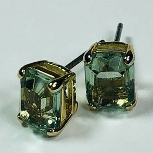 Light Green Natural Stone and Gold Plated Studs